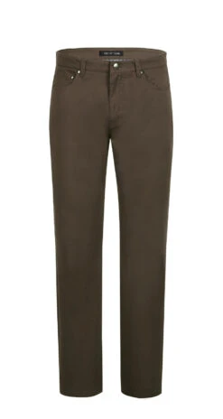 Stretch Cotton Flat Front Pants Straight Legs In Brown