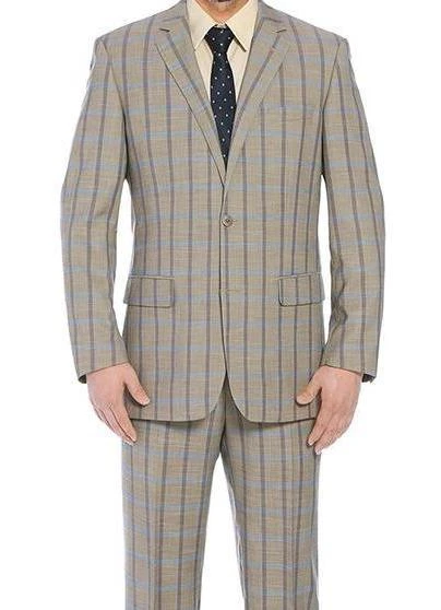 Bova Collection - Stretch Suit 2 Piece Tan Glen Plaid Regular Fit 3 Bova Collection - Stretch Suit 2 Piece Tan Glen Plaid Regular Fit