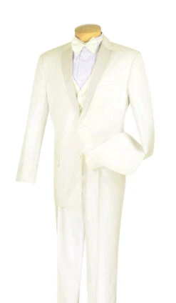 Santorini Collection - Regular Fit Ivory Tuxedo 4 Piece With Vest Bow Tie