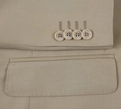 Bevagna Collection - Beige 100% Virgin Wool Regular Fit Pick Stitched 2 Piece Suit -Clothing Shop 5 s