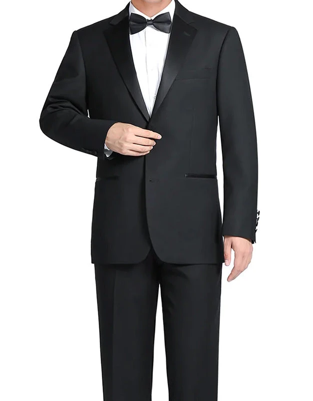 Classic Black Regular Fit 100% Wool Tuxedo Suit 3 Classic Black Regular Fit 100% Wool Tuxedo Suit