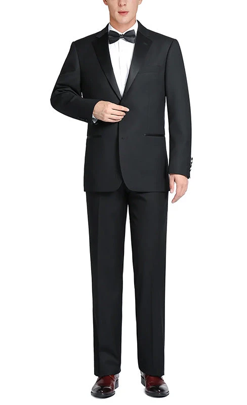 (42R) Classic Black Regular Fit 100% Wool Tuxedo Suit 4 (42R) Classic Black Regular Fit 100% Wool Tuxedo Suit - Image 2