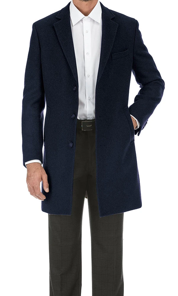 English Laundry Navy Fall/Winter Essential Slim Fit Overcoat Wool Blend 3 English Laundry Navy Fall/Winter Essential Slim Fit Overcoat Wool Blend