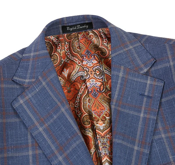 English Laundry 2-Piece Check Wool Linen Blend Slim Fit Suit 6 English Laundry 2-Piece Check Wool Linen Blend Slim Fit Suit - Image 4