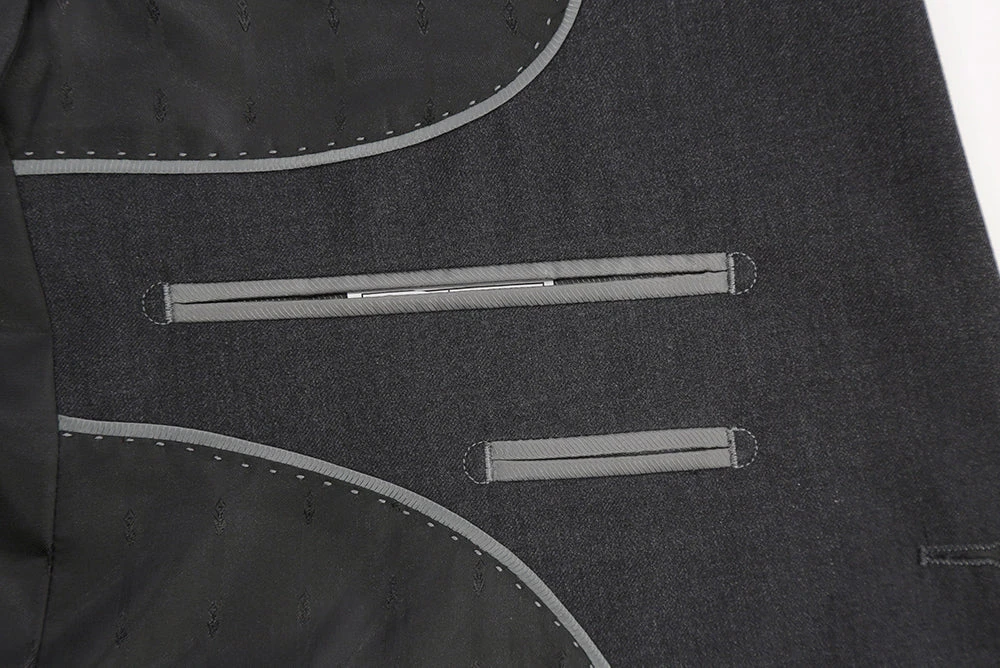 (40S) Slim Fit 2 Piece Suit 2 Buttons In Charcoal Gray 7 (40S) Slim Fit 2 Piece Suit 2 Buttons In Charcoal Gray - Image 5