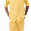 Men's 2 Piece Walking Suit Summer Short Sleeves In Canary Yellow -Clothing Shop 696 CANARY