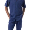 Men's 2 Piece Walking Suit Summer Short Sleeves In Navy -Clothing Shop 696 Navy 1