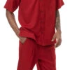 Men's 2 Piece Walking Suit Summer Short Sleeves In Cranberry -Clothing Shop 696 cranberry