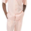 Men's 2 Piece Walking Suit Summer Short Sleeves In Peach -Clothing Shop 696 peach