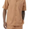 Men's 2 Piece Walking Suit Summer Short Sleeves In Tan -Clothing Shop 696 tan