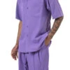 Men's 2 Piece Walking Suit Summer Short Sleeves In Purple