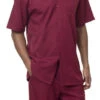 Men's 2 Piece Walking Suit Summer Short Sleeves In Burgundy -Clothing Shop 696 Burgundy