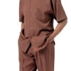 Men's 2 Piece Walking Suit Summer Short Sleeves In Cinnamon -Clothing Shop 696 Cinnamon LR