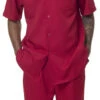 Men's 2 Piece Walking Suit Summer Short Sleeves In Red 1 Men's 2 Piece Walking Suit Summer Short Sleeves In Red -Clothing Shop 696 Red