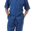 Men's 2 Piece Walking Suit Summer Short Sleeves In Sapphire -Clothing Shop 696 Sapphire LR