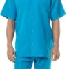 Men's 2 Piece Walking Suit Summer Short Sleeves In Teal -Clothing Shop 696 Teal s
