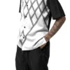 Black Criss Cross 2 Piece Short Sleeve Walking Suit With Shorts -Clothing Shop 72206blackjpg