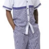 Purple 2 Piece Short Sleeve Walking Suit Set Horizontal Color Block With Shorts -Clothing Shop 72212purple S