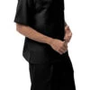 Black Tone On Tone 2 Piece Short Sleeve Walking Suit Set With Shorts -Clothing Shop 72222 black c