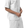 White Tone On Tone 2 Piece Short Sleeve Walking Suit Set With Shorts -Clothing Shop 72222 white c