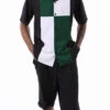 Emerald Green Color Block Walking Suit 2 Piece Short Sleeve Set With Shorts -Clothing Shop 72301 EMERALD