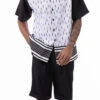 Black Abstract Design Walking Suit 2 Piece Short Sleeve Set With Shorts -Clothing Shop 72303 Black