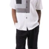 Black Geometric Design Walking Suit 2 Piece Short Sleeve Set With Shorts -Clothing Shop 72309 Black