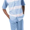 Carolina Blue Horizontal Stripes 2 Piece Walking Suit Set With Shorts -Clothing Shop 72310 CAROLINA