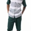 Emerald Green Horizontal Stripes 2 Piece Walking Suit Set With Shorts -Clothing Shop 72310 Emerald