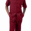 Burgundy Tone On Tone Windowpane Walking Suit 2 Piece Short Sleeve Set With Shorts 1 Burgundy Tone On Tone Windowpane Walking Suit 2 Piece Short Sleeve Set With Shorts -Clothing Shop 72321 burgundy