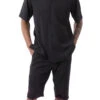 Black 2 Piece Short Sleeve Walking Suit Set With Elastic Waistband Shorts -Clothing Shop 7696 black 00ecdada 3680 4914 b6e7 1389979fb658