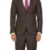 Regular Fit Suit 2 Button 2 Piece In Brown -Clothing Shop A62W BROWN