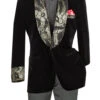 Black Regular Fit Velvet Jacket With Wide Shawl Lapel And Cuffs -Clothing Shop BF 5 BLACK
