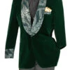 Emerald Green Regular Fit Velvet Jacket With Wide Shawl Lapel And Cuffs -Clothing Shop BF 5 EMERALD