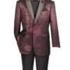 Burgundy Regular Fit Jacket With Dots Lapel And Matching Bow Tie -Clothing Shop BF 6 BURGUNDY JPG WEB