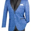 Royal Blue Modern Fit Paisley Pattern Jacquard Fabric Jacket With Bow Tie -Clothing Shop BM 1 ROYAL