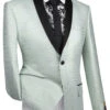 Aqua Metallic Stripe Slim Fit Jacket 2 Button Shawl Lapel -Clothing Shop BSF 12 Aqua