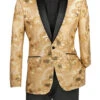 (2XL) Champagne Embroidery Slim Fit Jacket Shawl Lapel With Bow Tie -Clothing Shop BSF 13 CHAMPAGNE BEIGE details