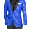 Royal Blue Embroidery Slim Fit Jacket Shawl Lapel With Bow Tie -Clothing Shop BSF 13 ROYAL