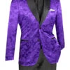 (2XL) Purple Slim Fit Jacket Silky Jacquard Fabric With Bow Tie -Clothing Shop BSF 18 PURPLE d1834c4c 2fc9 4f25 96d9 510a28db6d21