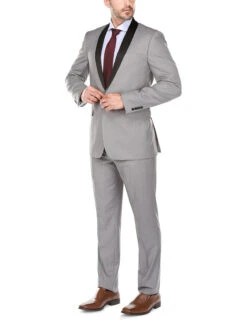 Gray 2 Piece Tuxedo Shawl Lapel Slim Fit -Clothing Shop C00A6320s