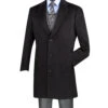 Wool & Cashmere Regular Fit Top Coat 38" Long In Black -Clothing Shop CL38 BLACK 1