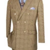 Alexander Collection - Mocha Double Breasted 2 Piece Suit Regular Fit Tone On Tone Windowpane