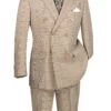 Alexander Collection - Beige Double Breasted 2 Piece Suit Regular Fit Tone On Tone Windowpane -Clothing Shop DRW 2 BEIGE 2JPG