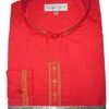 Men's Banded Collar Embroidered Shirt In Red/Gold -Clothing Shop DS2005C red
