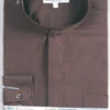 Basic Banded Collar Dress Shirt In Dark Brown 1 Basic Banded Collar Dress Shirt In Dark Brown -Clothing Shop DS3001C DK BROWN