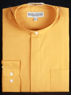 Basic Banded Collar Dress Shirt In Honey Gold