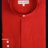 Basic Banded Collar Dress Shirt In Red 2 Basic Banded Collar Dress Shirt In Red -Clothing Shop DS3001C RED