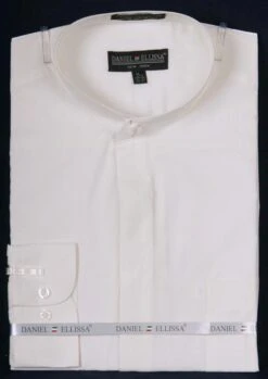 Basic Banded Collar Dress Shirt In Ivory