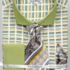 French Cuff Cotton Shirt In Green With Tie, Cuff Links And Handkerchief -Clothing Shop DS3783P2 GREEN